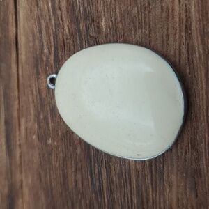 Cream white enamel vintage simplistic pendant
